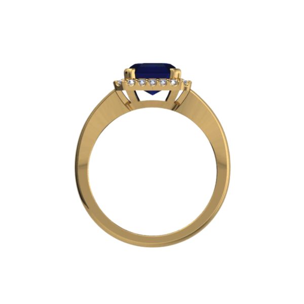 Platinum ring with emerald cut centre and 30 small diamonds