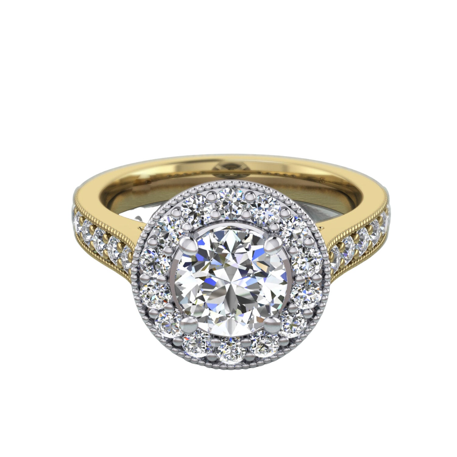 Round Halo-Yellow gold and White gold
