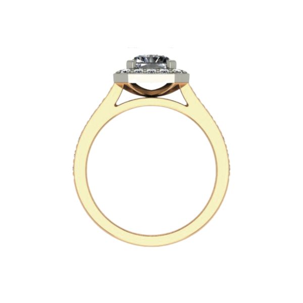 18ct yellow gold and platinum ring with a radiant cut centre