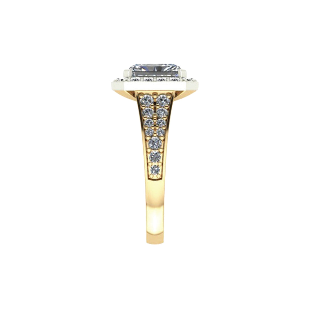 18ct yellow gold and platinum ring with a radiant cut centre