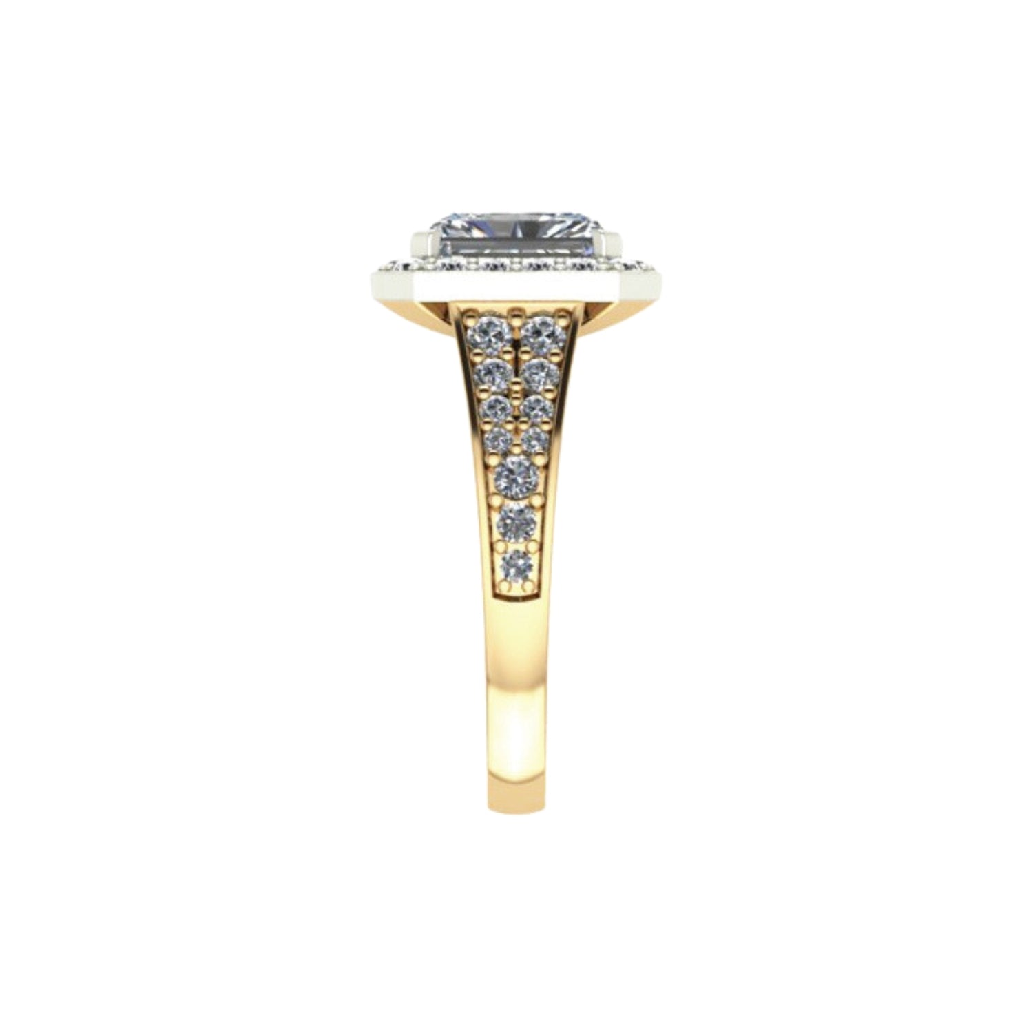 18ct yellow gold and platinum ring with a radiant cut centre