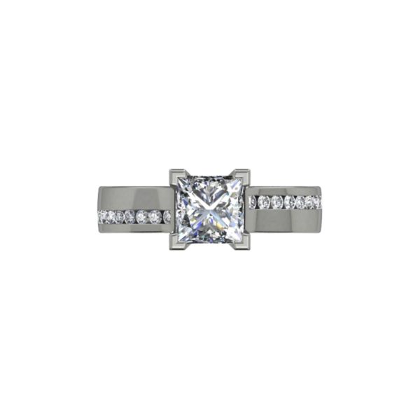 Platinum engagement ring with a 1.5ct centre and 16 small diamonds