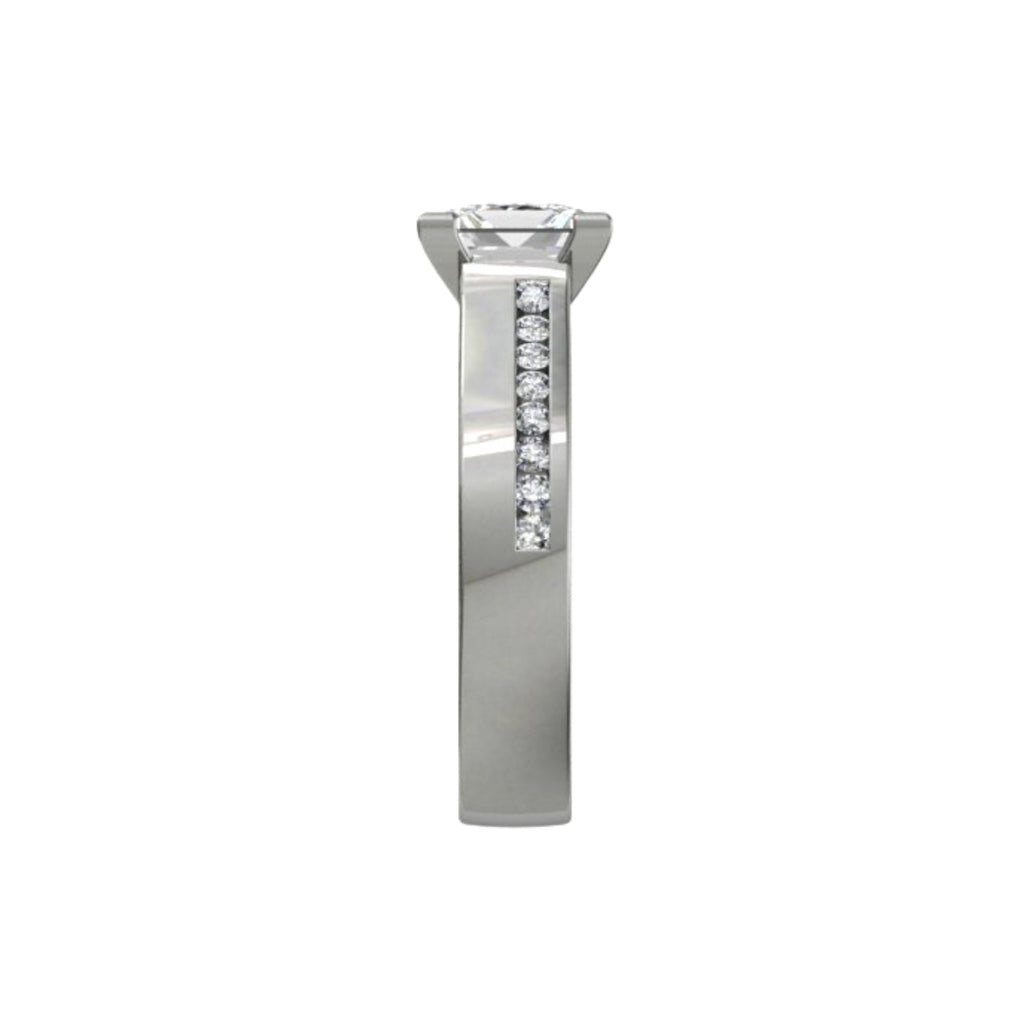 Platinum engagement ring with a 1.5ct centre and 16 small diamonds