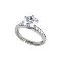 Platinum engagement ring with 1.5ct centre and 14 small round diamonds