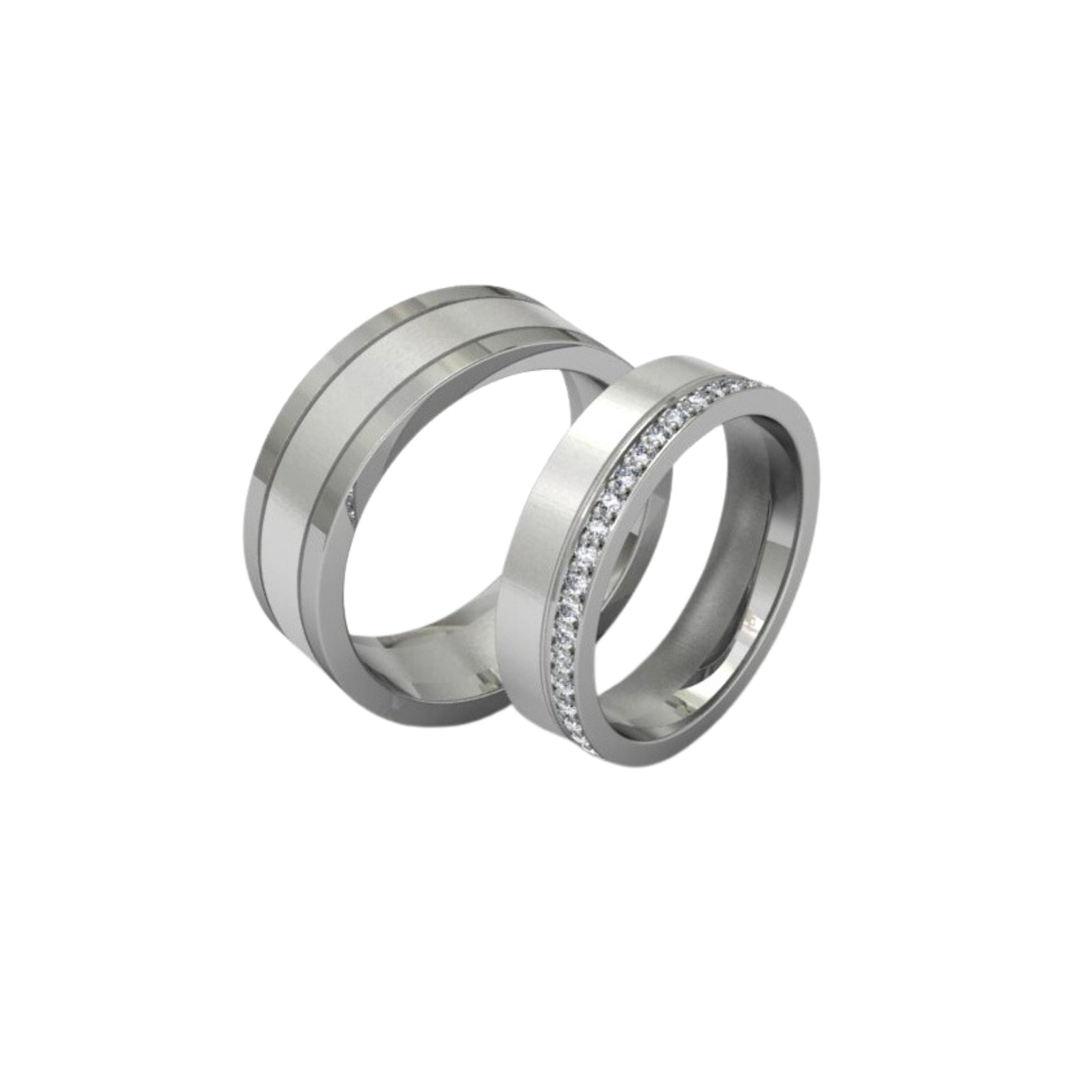 Platinum wedder set with 45 small diamonds