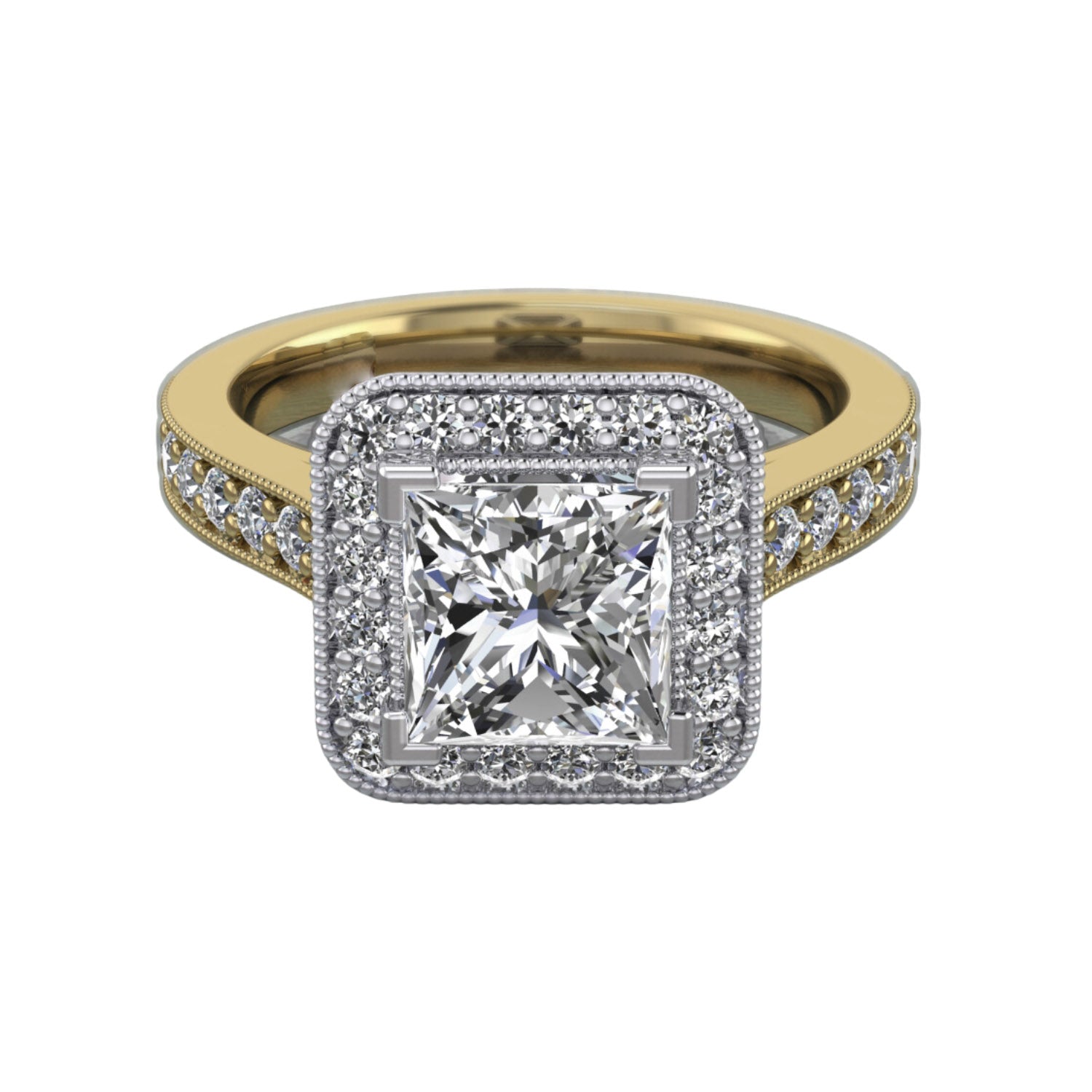 Square Halo-Yellow gold and White gold